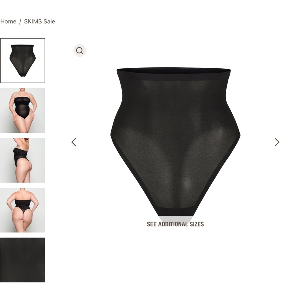 Skims Sheer Sculpt High Waisted Thong - Onyx XS